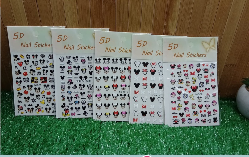 Stickers para uñas con diseño de minnie y mickey mouse - MOSR